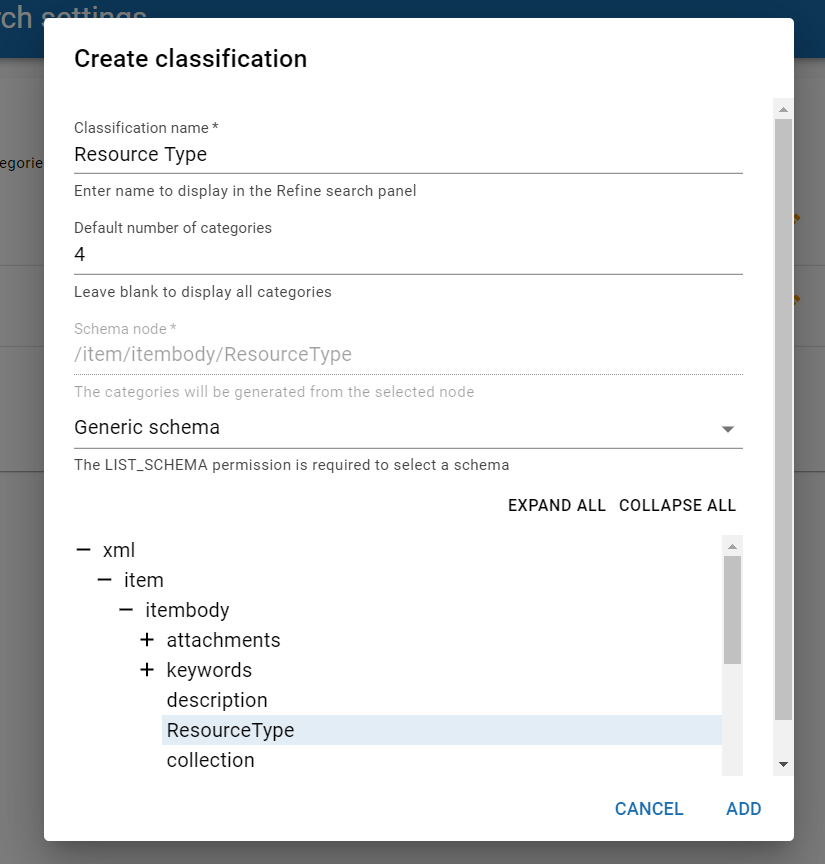 Create classification with example classification